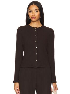 DONNI. Set- Brown Sweater Rib Cardi & Sweater Rib Simple Pant